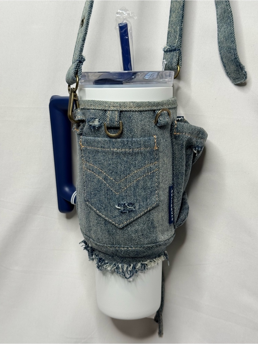 RARE Starbucks Retro Denim Collection 40oz Tumbler with Multifunctional Pouch
